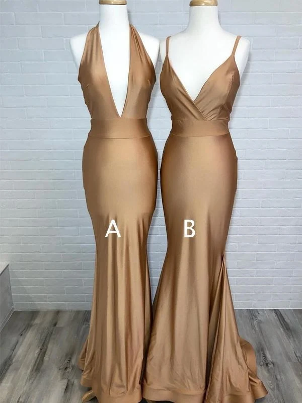 Robes de demoiselle d'honneur en or | Robe de bal moulante dorée