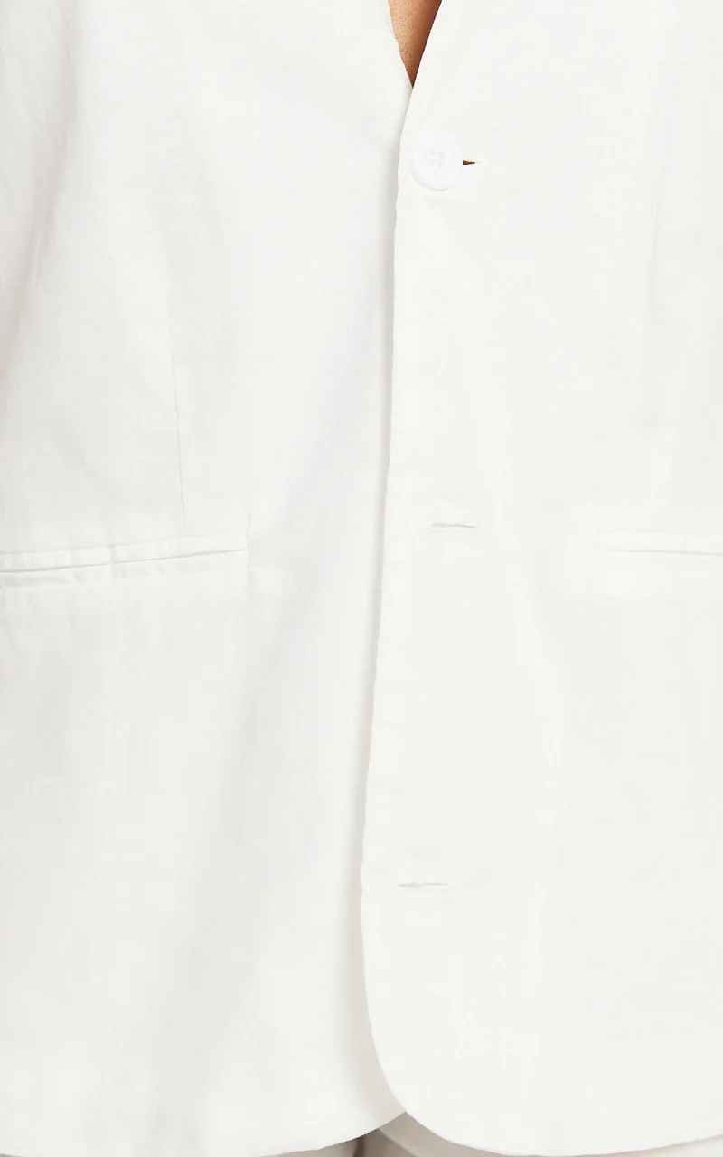 Marlee Two Piece Set - Linen Button Through Vest and Shorts Set in White
