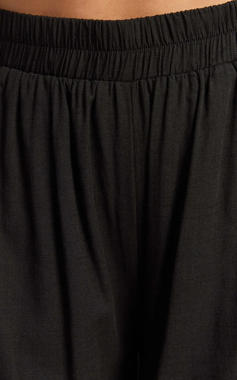 Tamara Pants - High Elasticated Waist Wide Leg Pants in Black
