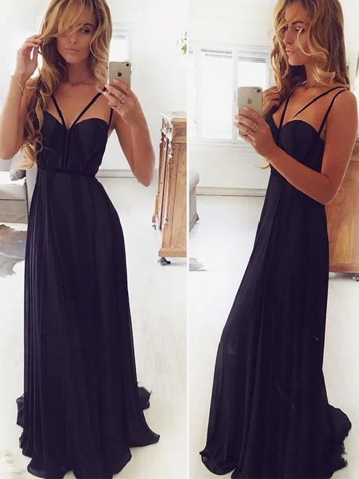 Robe de bal trapèze longue en mousseline de soie bleu marine à la mode, 20082015