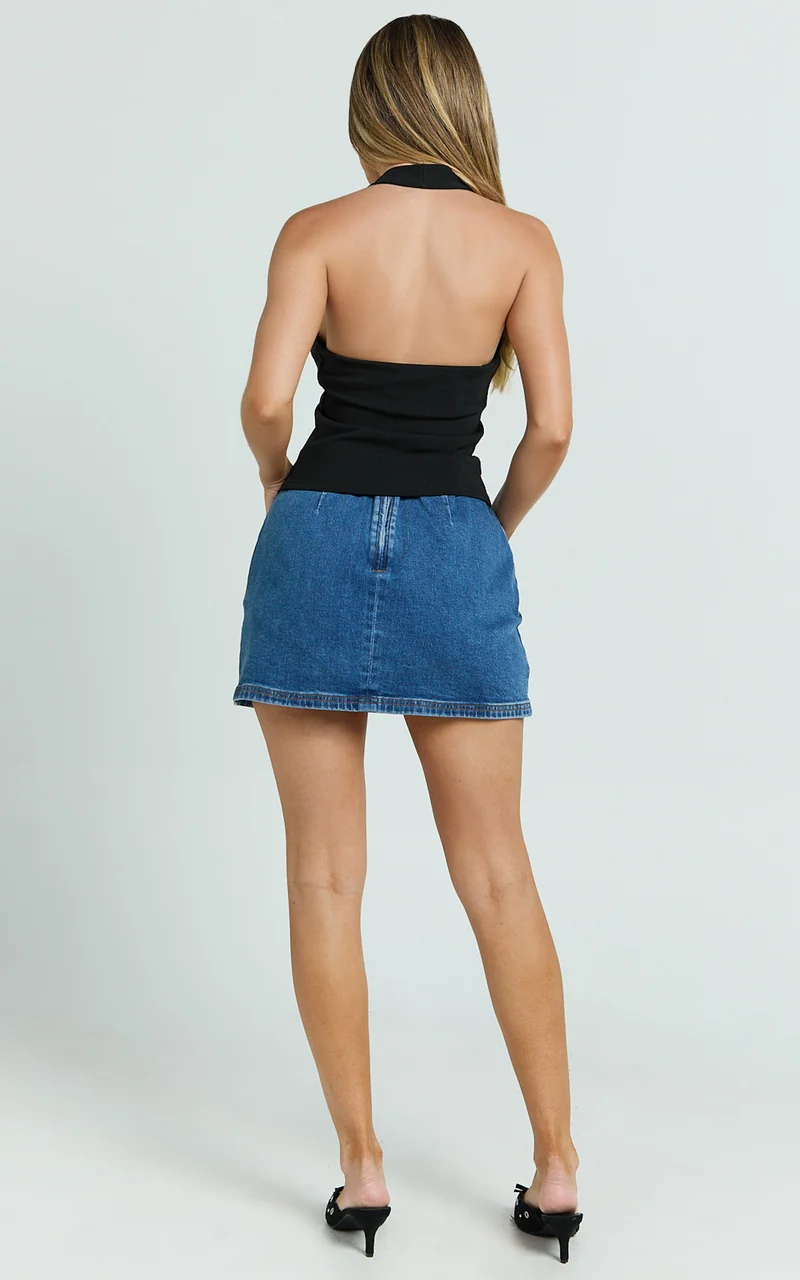 Rachel Top - Halter Fitted Top in Black