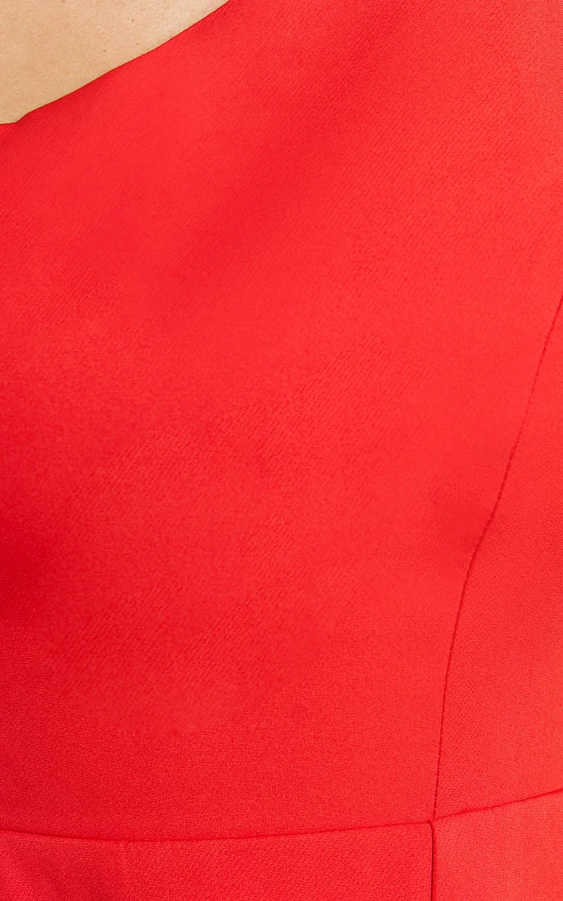 Carley Mini Dress - One Shoulder Tulip Hem Dress in Red