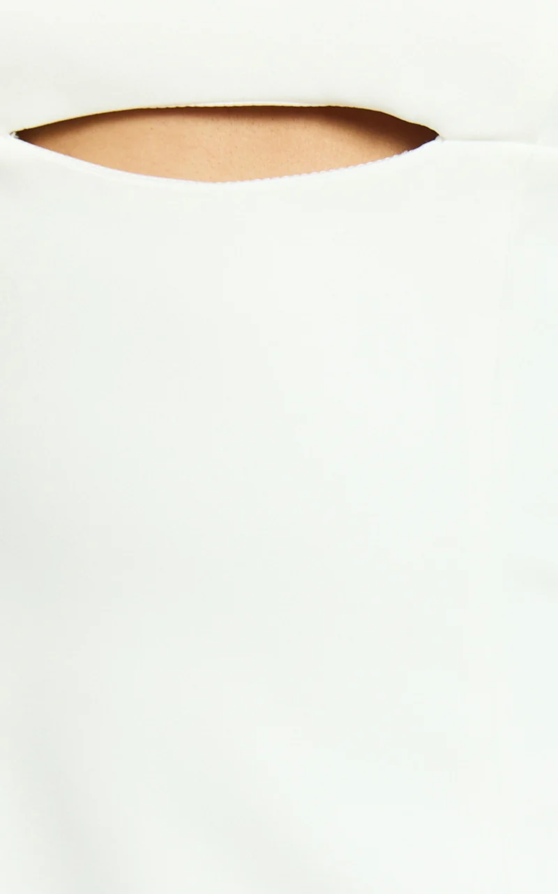 Tasha Midi Dress - Strappy Back Straight Neck Fitted Dress in White