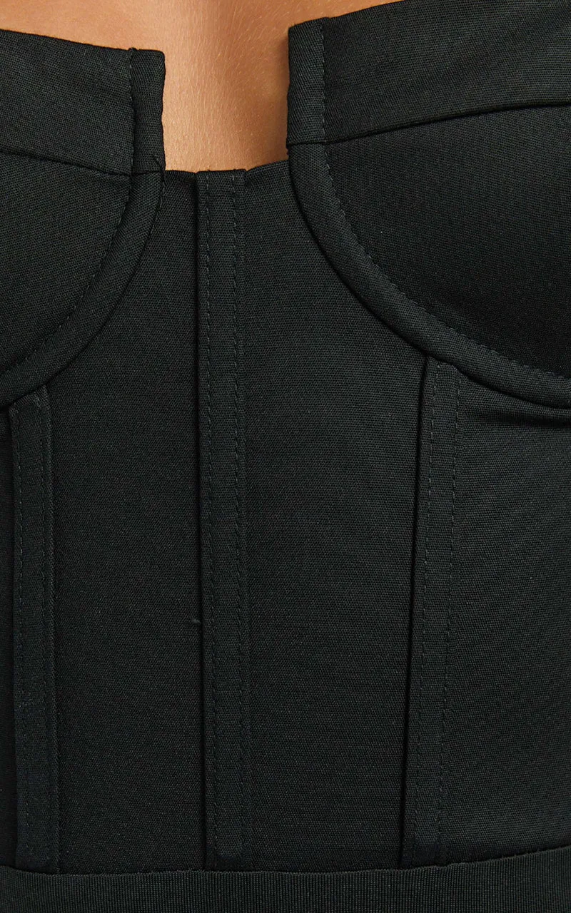 Brigitte Bodysuit - Sweetheart Paneled Bodysuit in Black