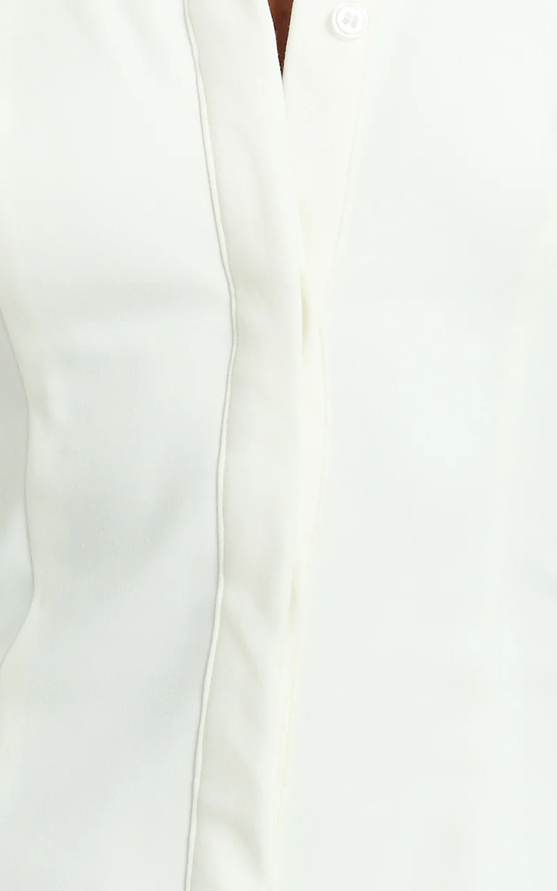 Lillibelle Midi Dress - Collared Button Down Bodycon Dress in Off White