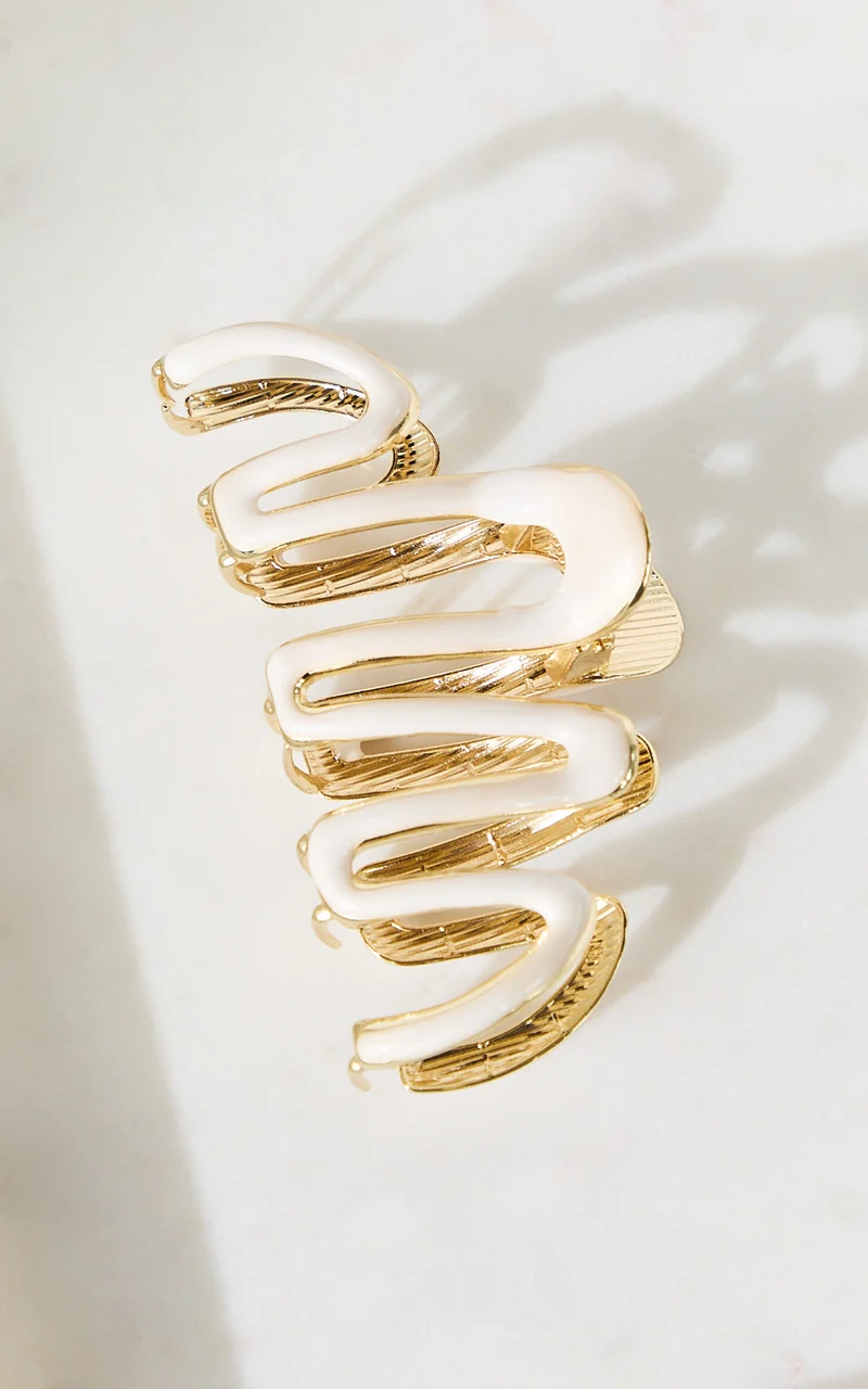 Tilly Hair Clip - Wavy Hair Clip in Cream/Gold