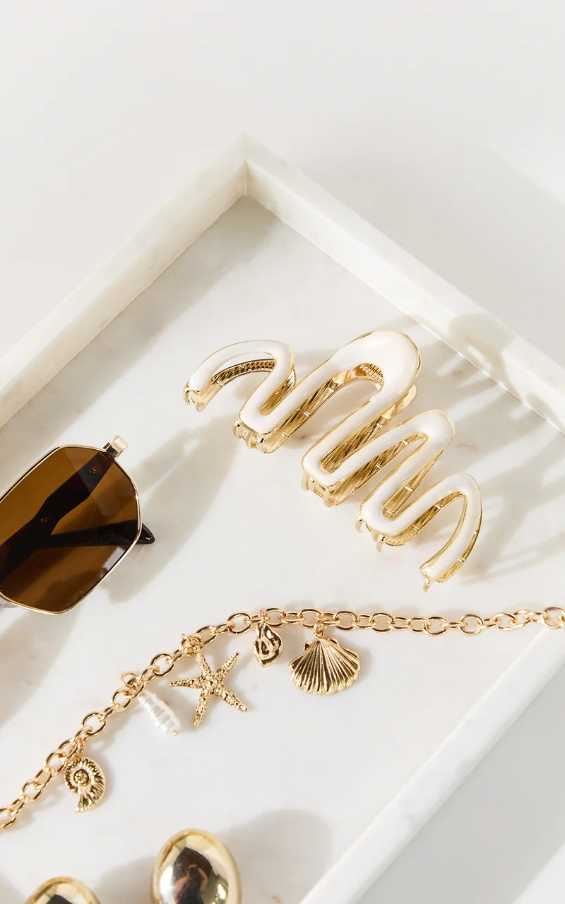 Tilly Hair Clip - Wavy Hair Clip in Cream/Gold