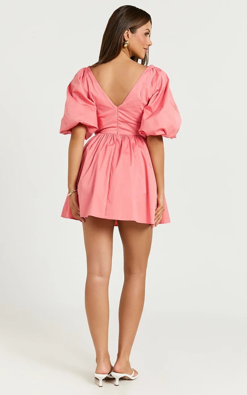 Amalie The Label - Ray Long Sleeve Corset Panel Mini Dress in Berry