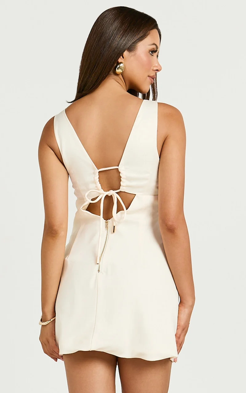 Amalie The Label - Rainey Bustier Bias Cutout Mini Dress in Ivory