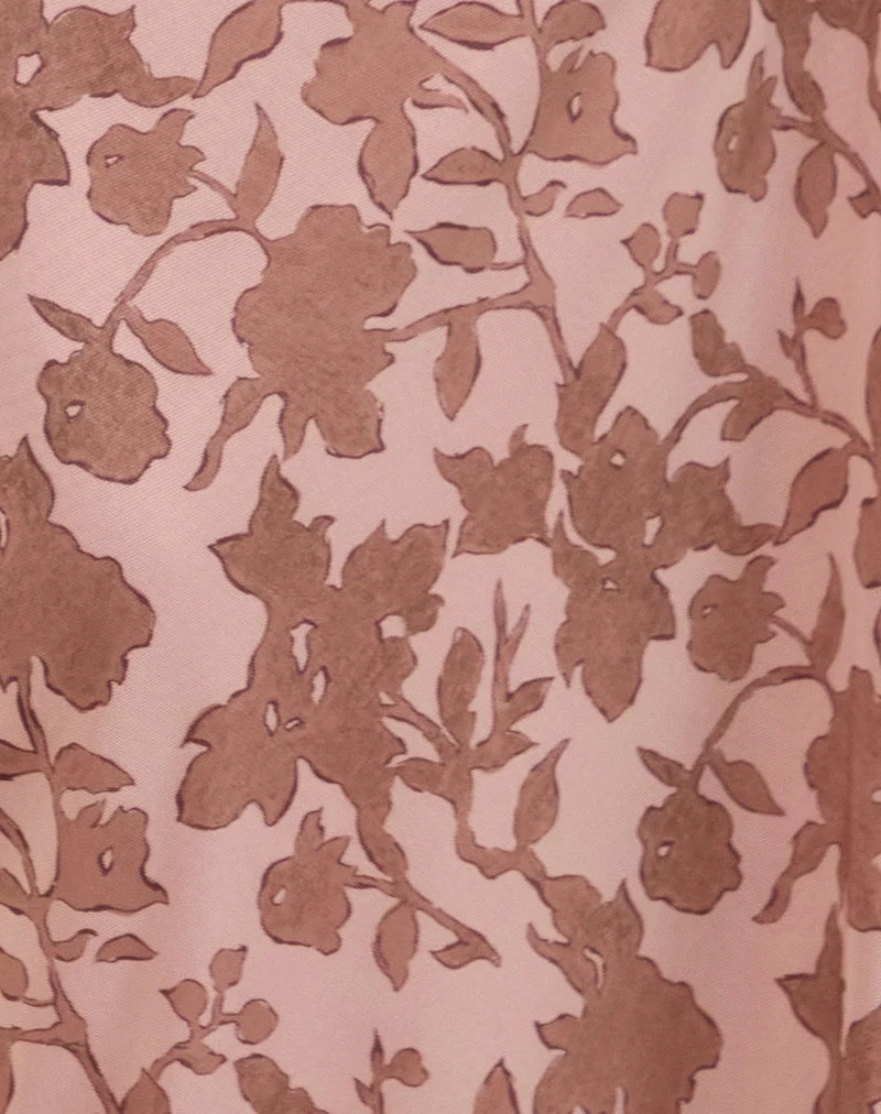 Jupe longue Alfreda, imprimé floral neutre