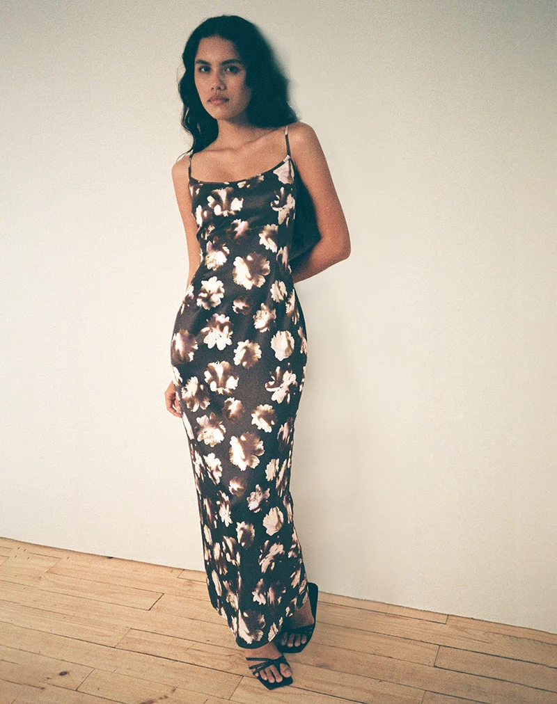 Kafka Maxi Dress in Brown Floral Print