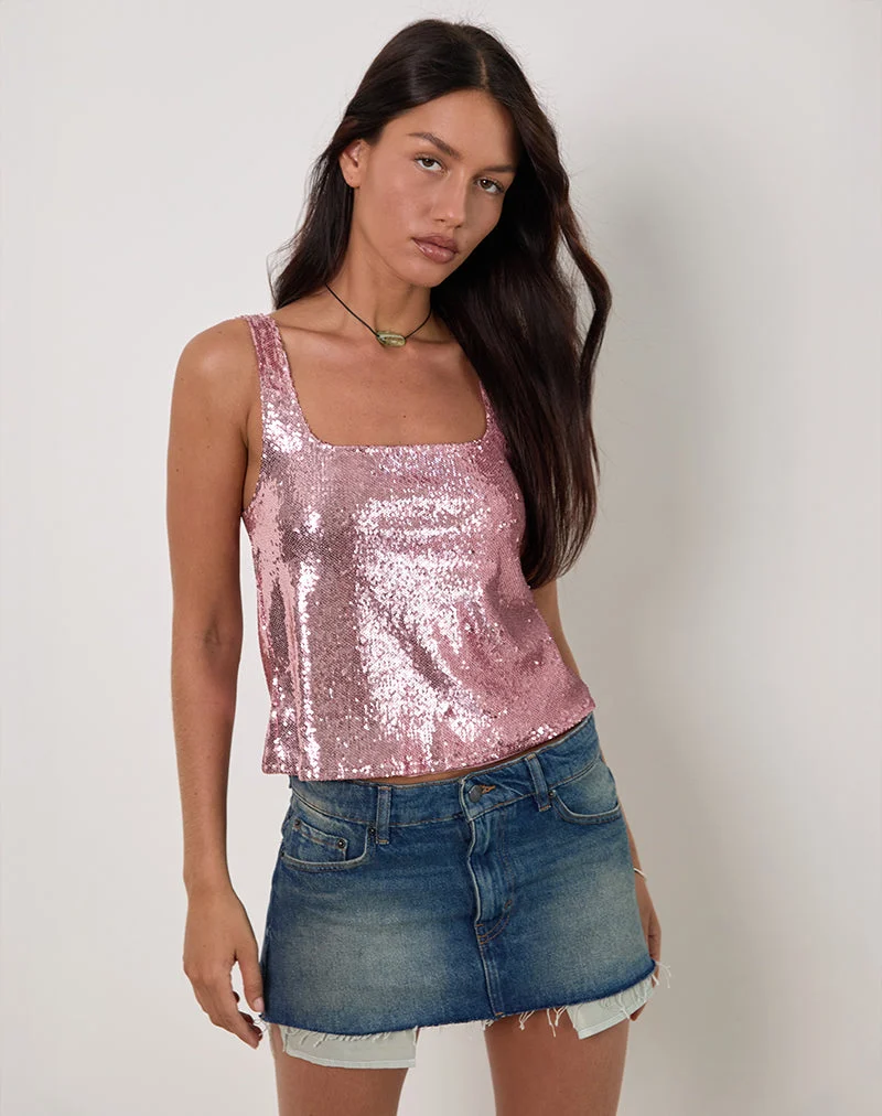 Kosile Cami Top in Sequin Pink
