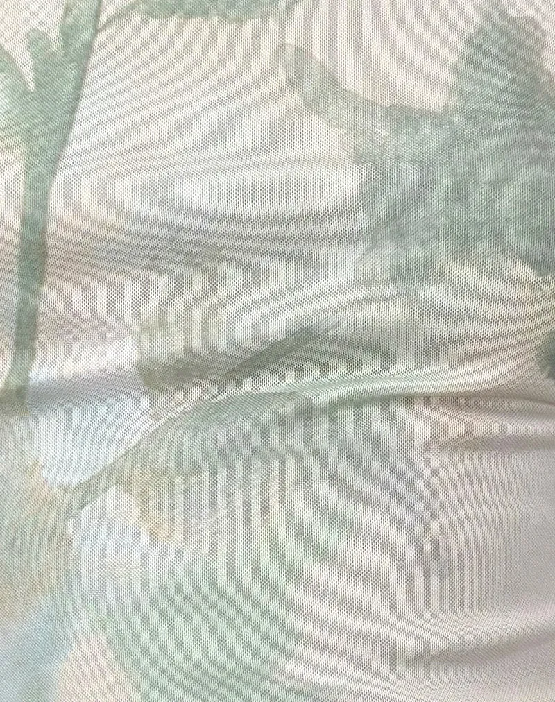 Top asymétrique Soyan, fleur peinte abstraite, bleu