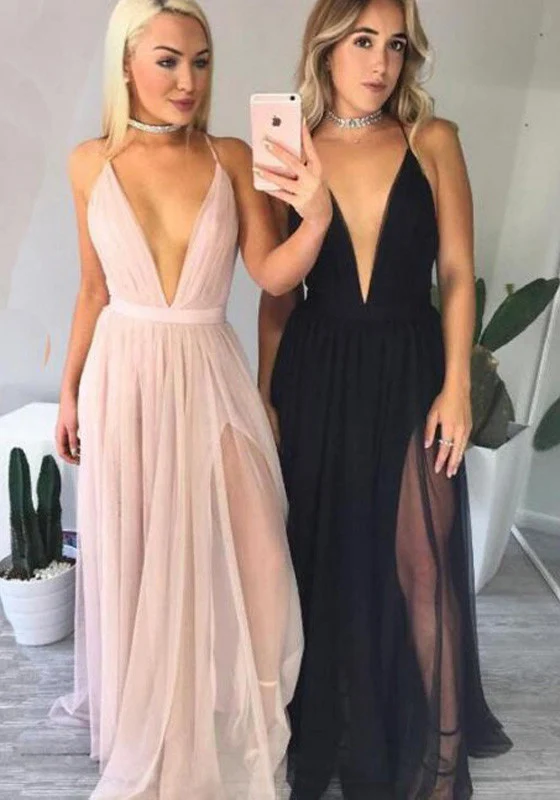 Robe de soirée décolleté plongeant en V | Robe de bal bohème fluide et sexy