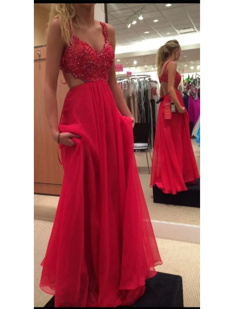 Robe de bal rouge dos nu pour robe de soirée pour étudiants de première année juniors
