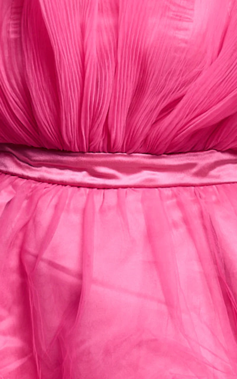 Amalya Mini Dress - Tiered Tulle Fit and Flare Dress in Hot Pink