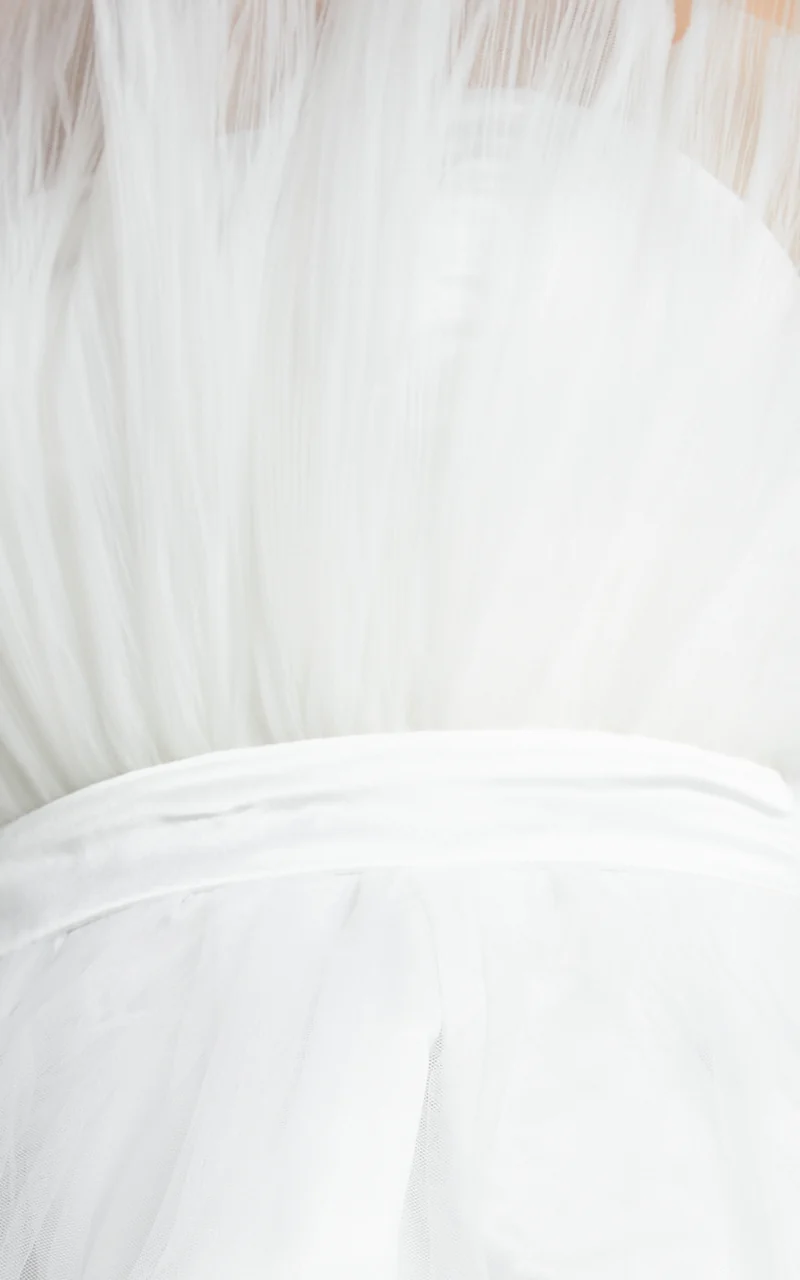Amalya Mini Dress - Tiered Tulle Fit and Flare Dress in White