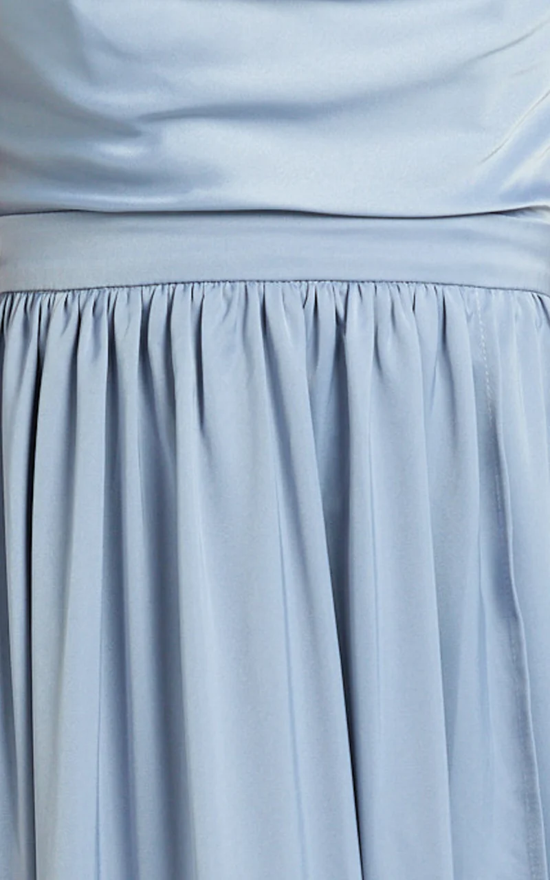 Gemalyn Maxi Dress - Cowl Neck Thigh Split Dress in Sky Blue