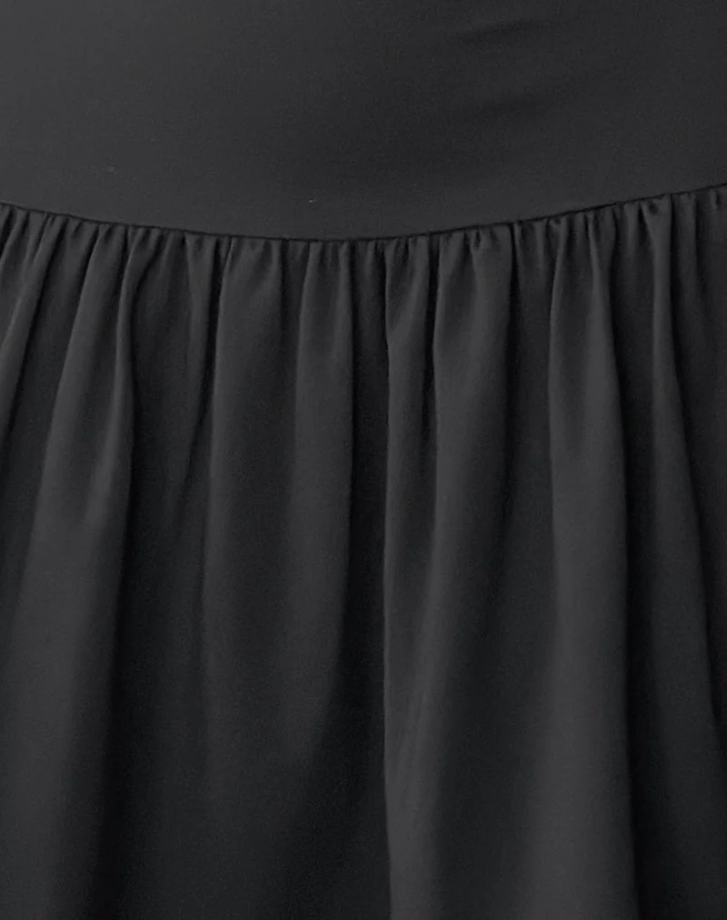 Toinette Drop Waist Mini Dress in Black