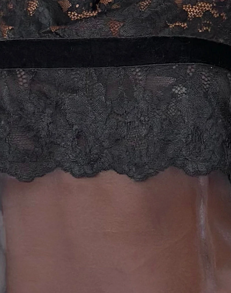 Jiusa - Top cami en organza, dentelle noire