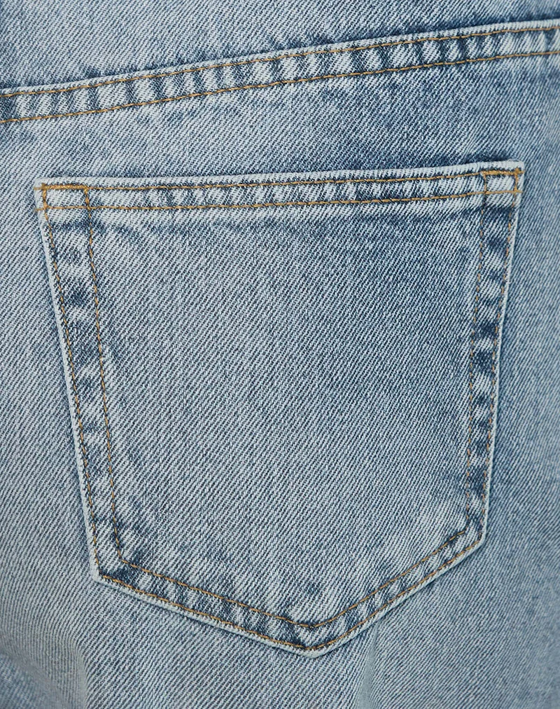 Jean taille haute à coupe évasée, bleu