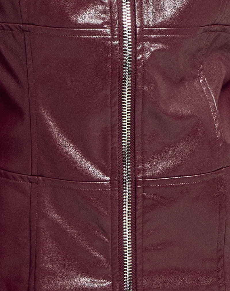 Vincent Fitted Jacket en PU Burgundy