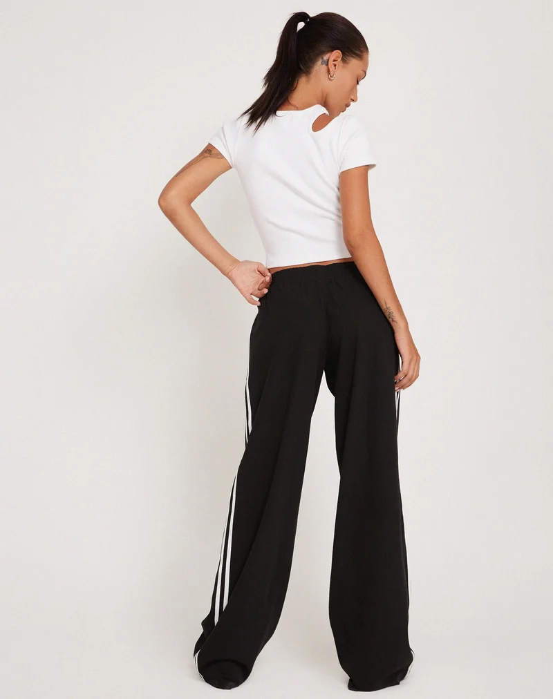 Bennett Wide Leg Trouser in Tailoring Black with White Stripe (pantalon à jambes larges Bennett)