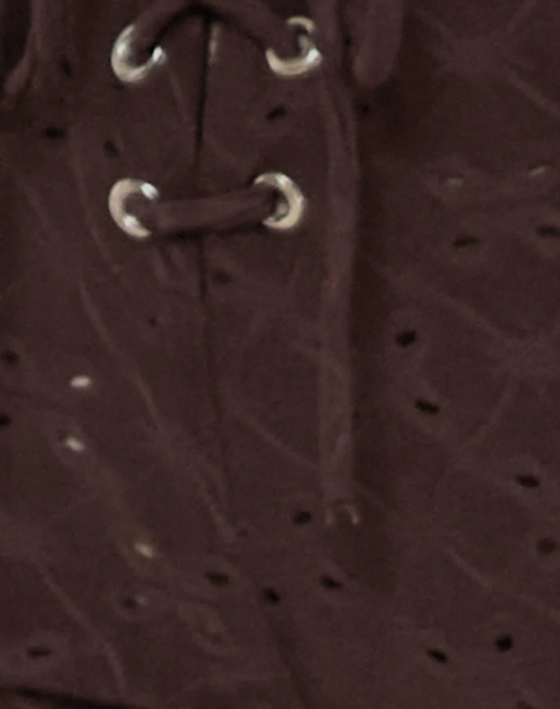 Pantalon évasé Dan Tie Front en broderie marron