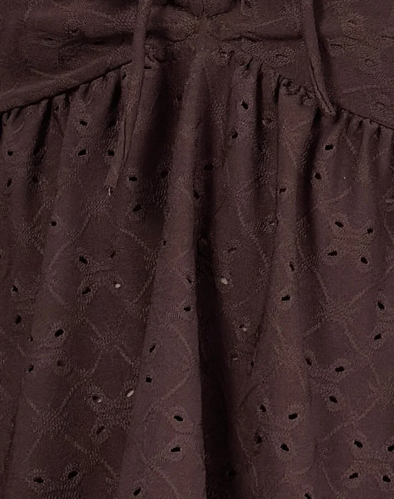 Top bandeau Boyd en broderie extensible marron
