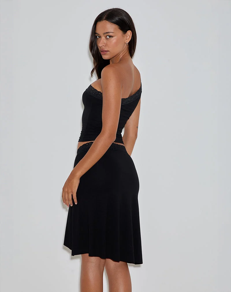 Cordia One Shoulder Top in Black
