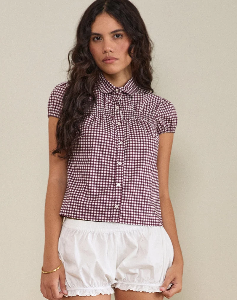 Ulsan - Chemise cintrée, vichy miniature, vin