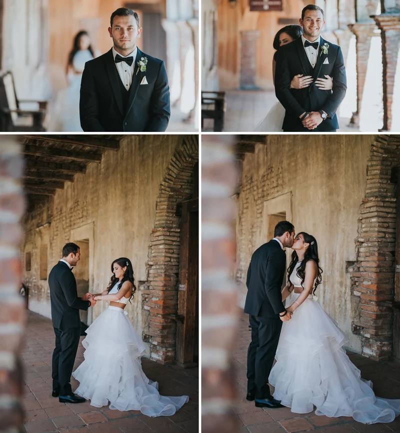 Robe de mariée deux pièces en organza avec haut court et jupe à volants