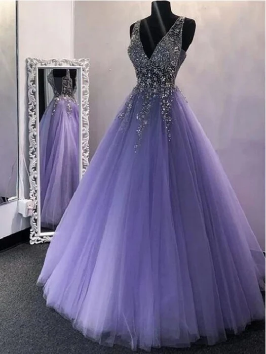 Robe de bal en tulle lavande scintillante Robe de bal pour filles noires Robe de bal bouffante #201222