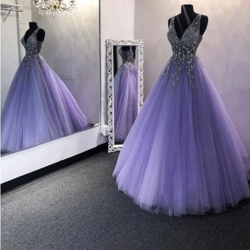 Robe de bal en tulle lavande scintillante Robe de bal pour filles noires Robe de bal bouffante #201222