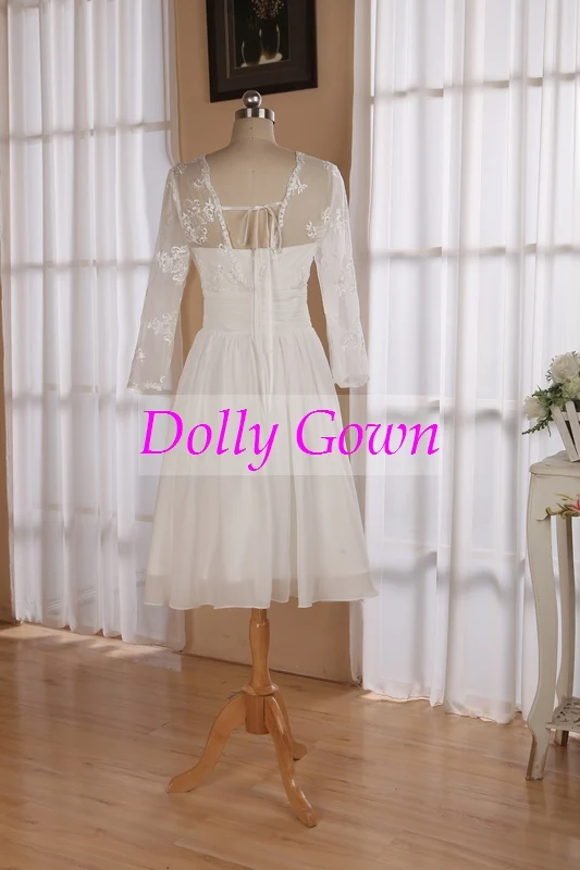 Été Boho belles robes de mariée courtes à manches longues