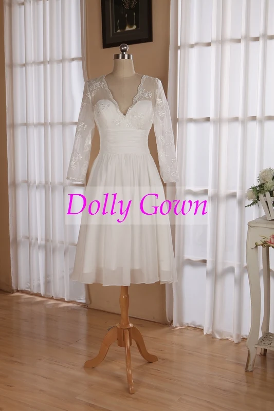 Été Boho belles robes de mariée courtes à manches longues
