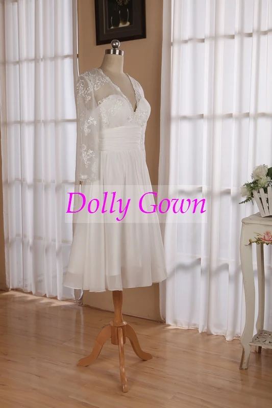 Été Boho belles robes de mariée courtes à manches longues