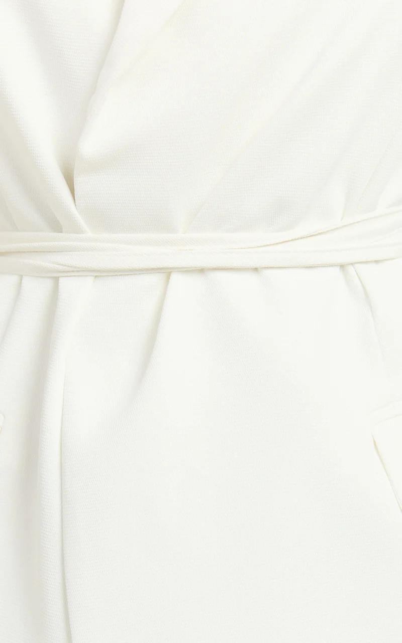 Romeo Mini Dress - Front Tie Collared Flap Pocket Dress in White