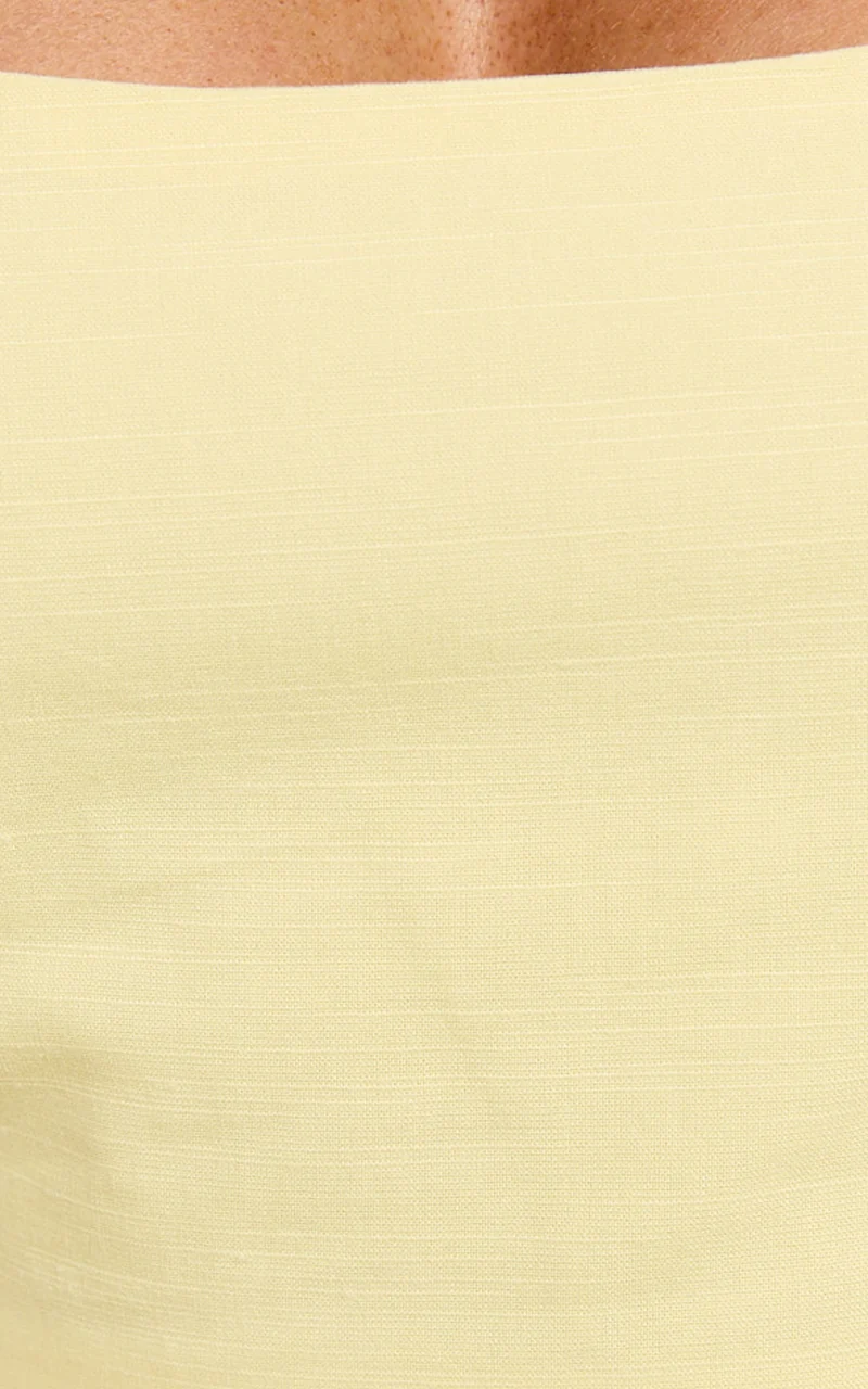 Polina Two Piece Set - Linen Square Neck Crop Top and Tie Waist Skort Set in Lemon