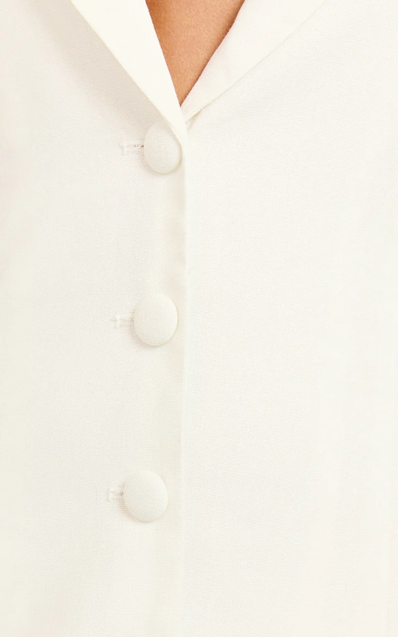 Sammie Mini Dress - Backless Halter Neck Linen Dress in Off White