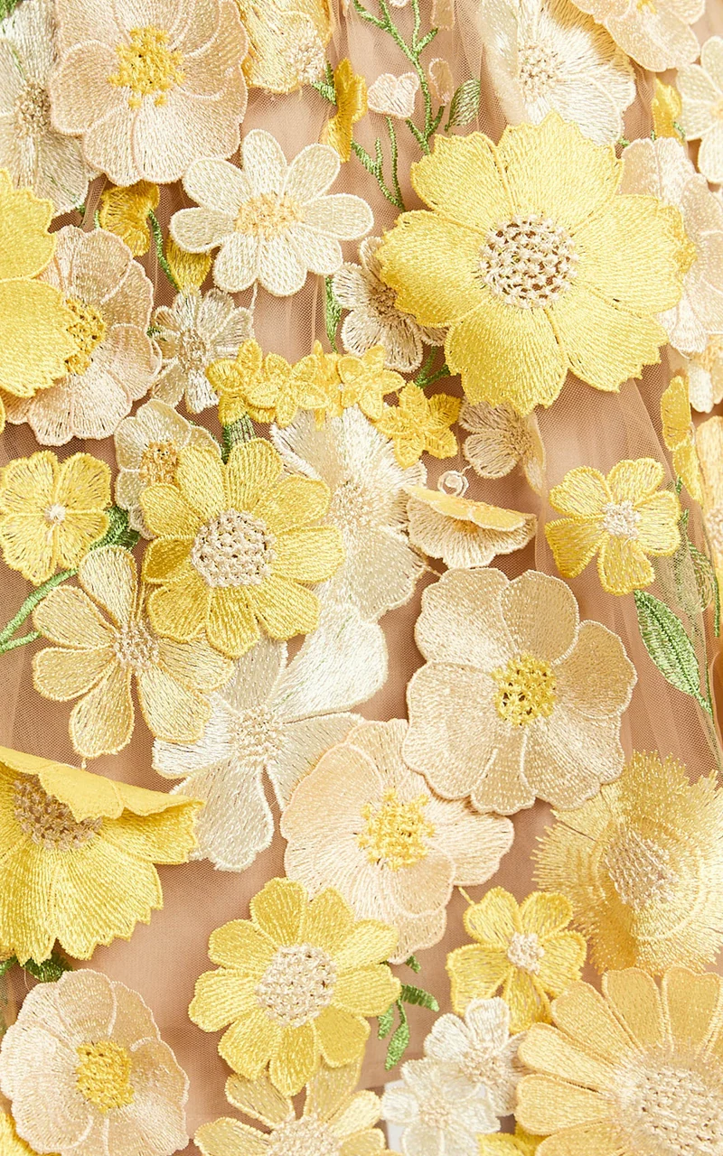 Amalie The Label - Mia Strappy Flower Detail Mini Dress in Yellow