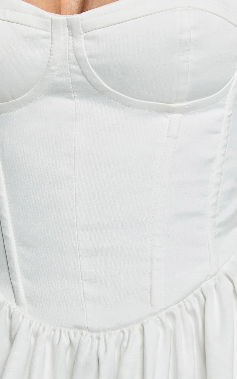 Vivian Maxi Dress - Strapless Corset Front Split Dress in Ivory