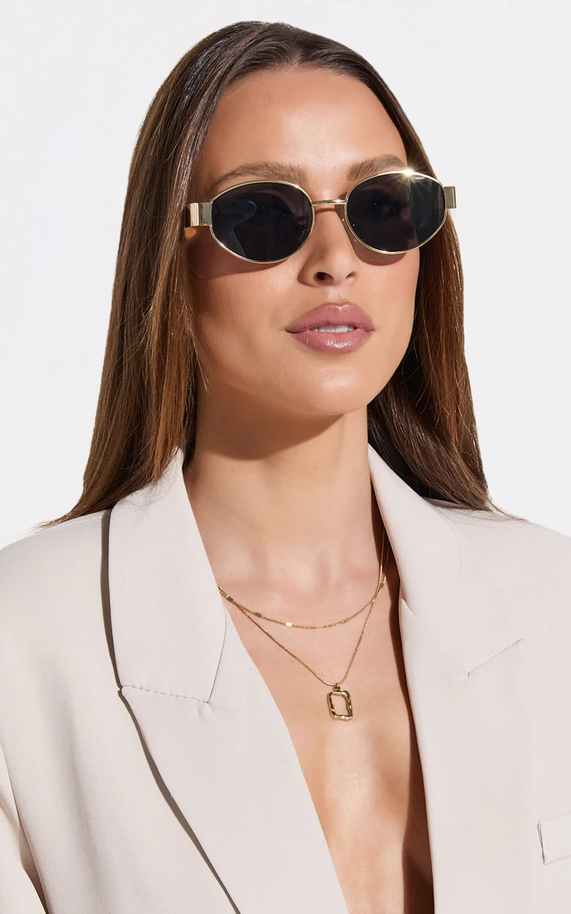 Marcia Sunglasses - Oval Shape Sunglasses in Gold