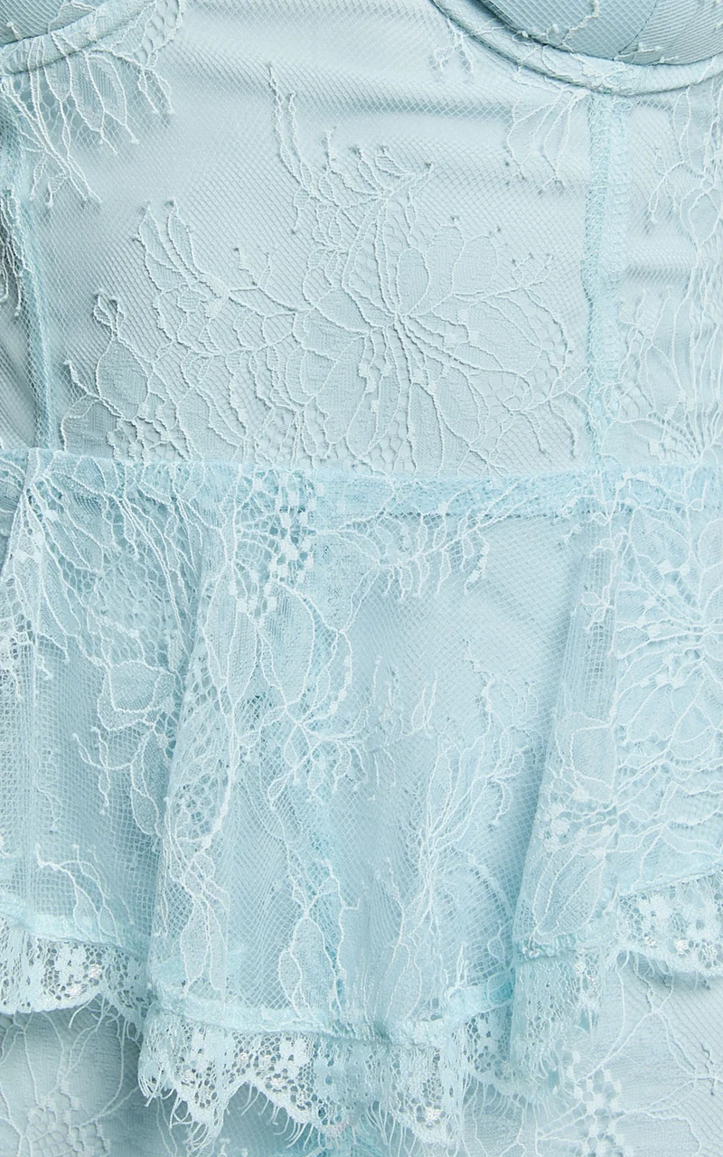 Merrick Maxi Dress - Sweetheart Corset Front Tiered Maxi Dress in Ice Blue