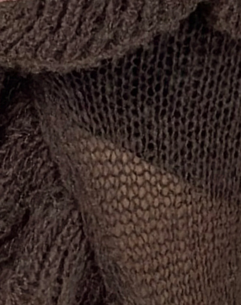 Cardigan à volants Kendra en brun chocolat