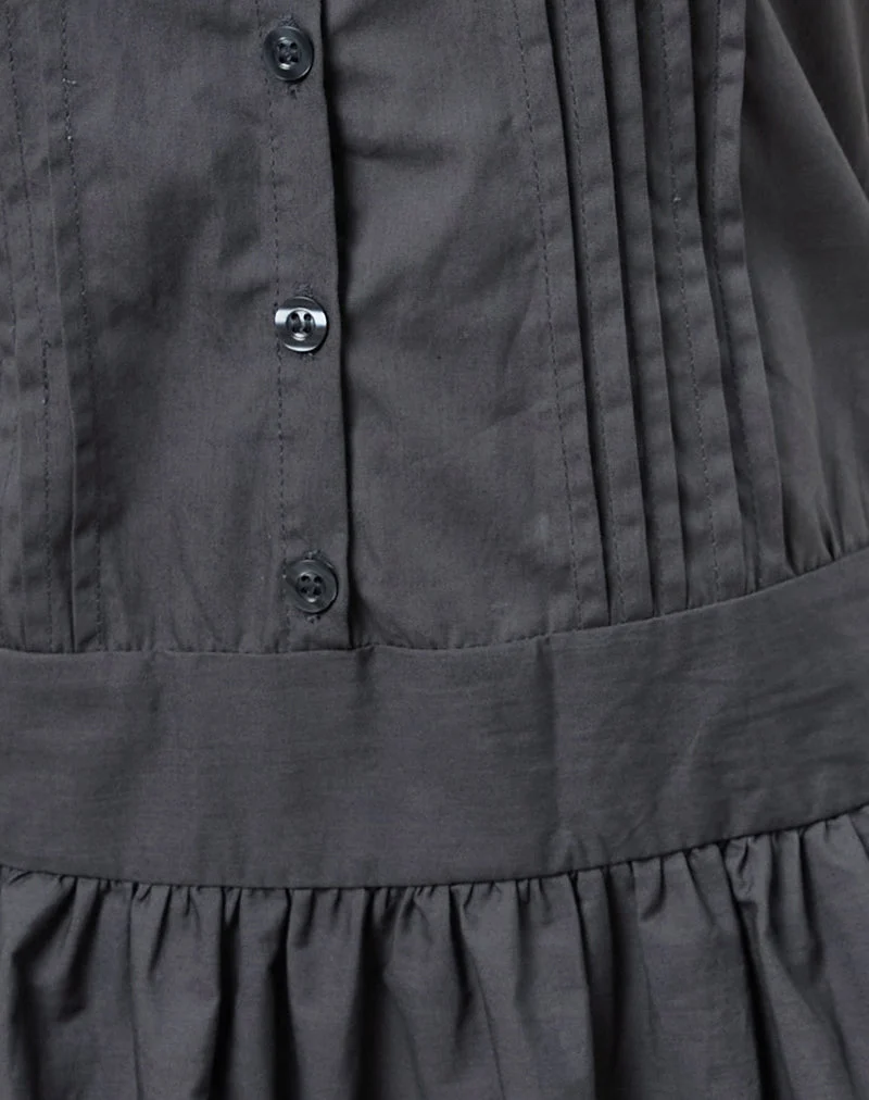 Mini robe Dayara en popeline gris anthracite
