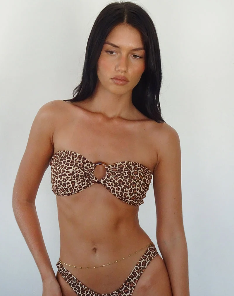 Top de bikini Sorawa, léopard rouge
