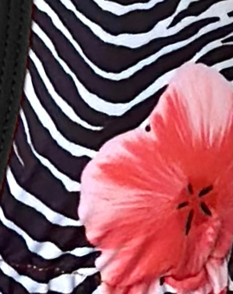 Top de bikini Cerry en zèbre floral avec bordures contrastées