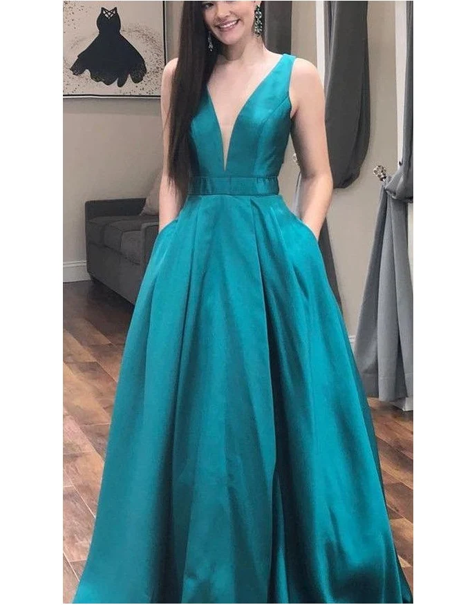 Robe de bal longue bleu sarcelle, décolleté en V, avec nœuds au dos, robe formelle, GDC1298