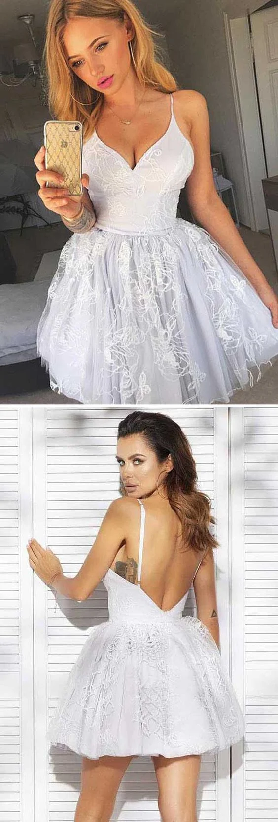 Jolie mini robe de bal courte en tulle blanc